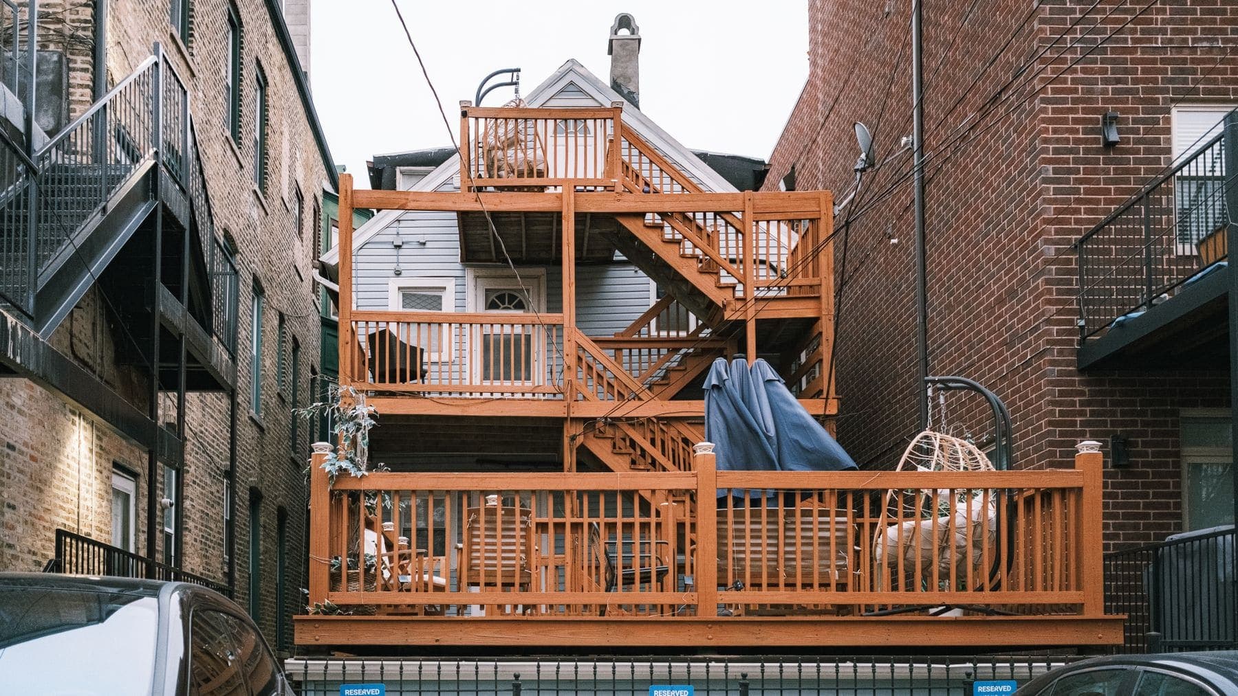 Timber deck railings and stairs sealed against the weather