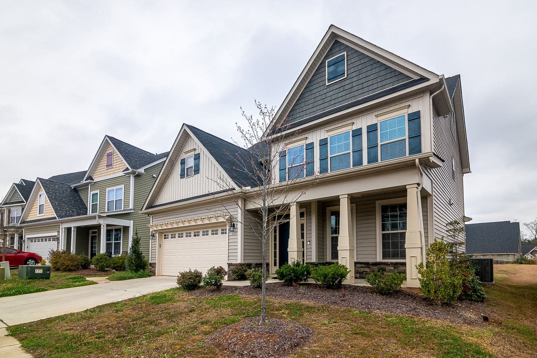 Two-storey home exterior after a full repaint