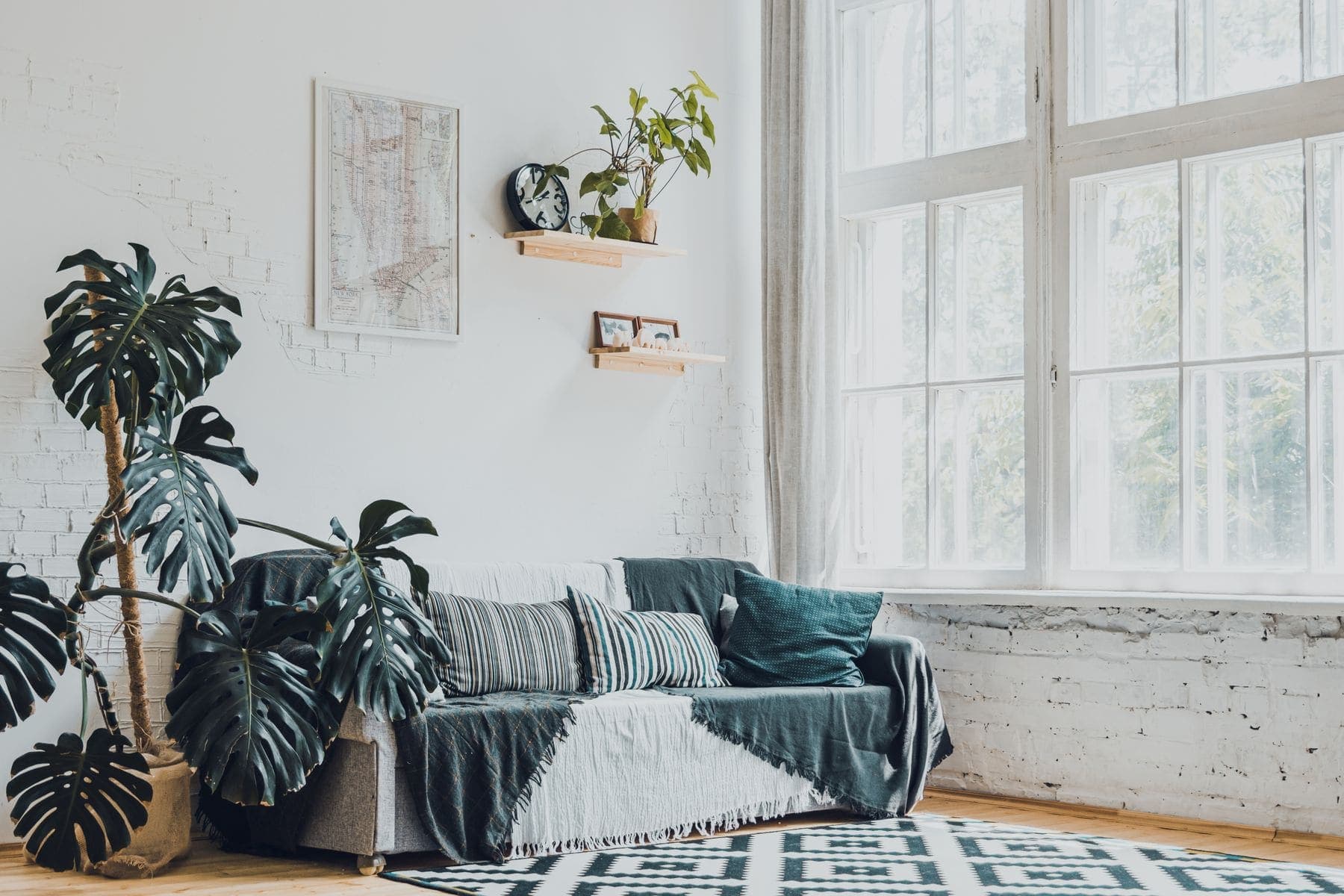 Freshly painted living room with soft natural light and a neutral palette